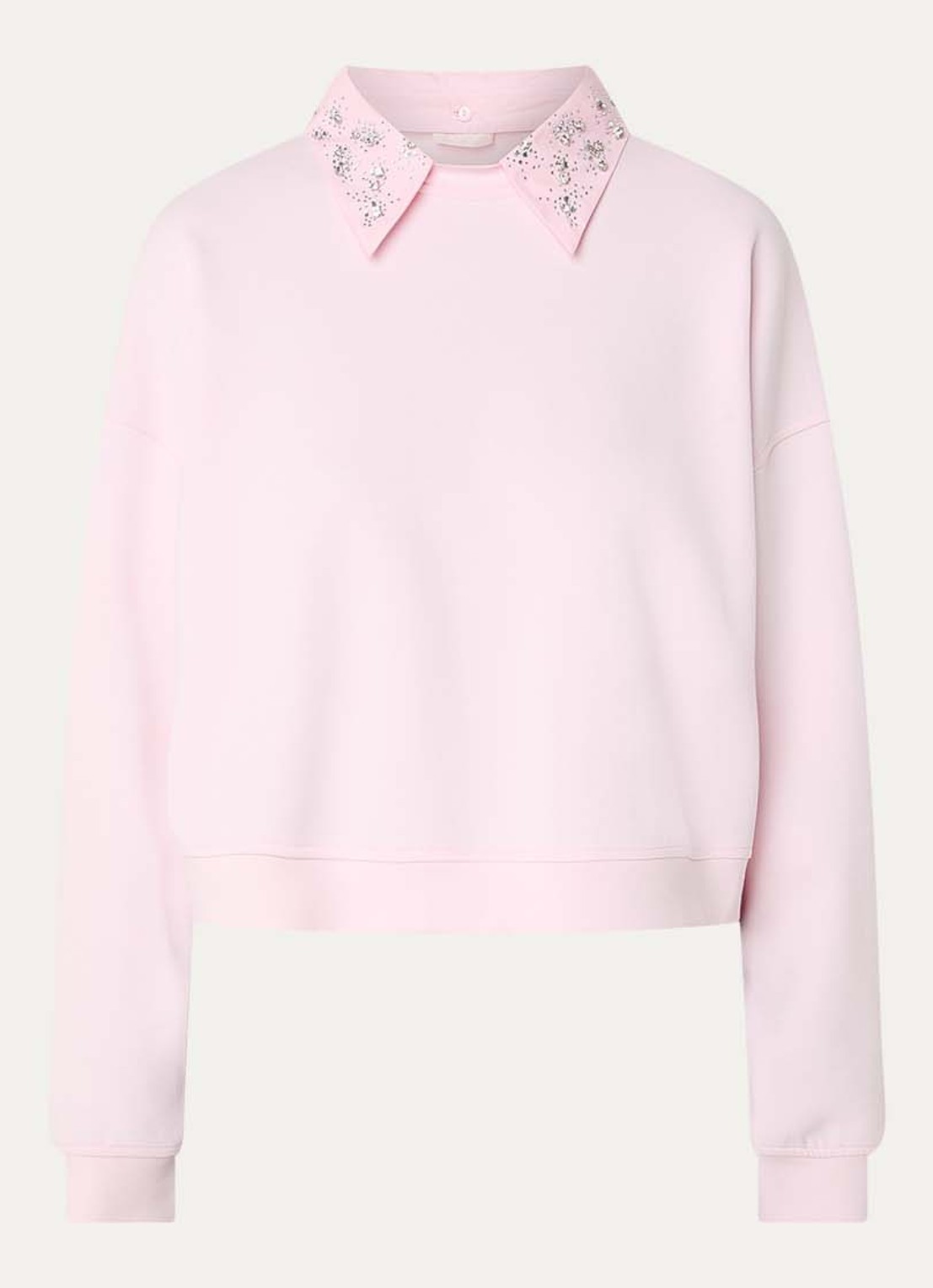 Liu Jo Sweater met afneembare kraag en strass - voorkant 2 zalmroze