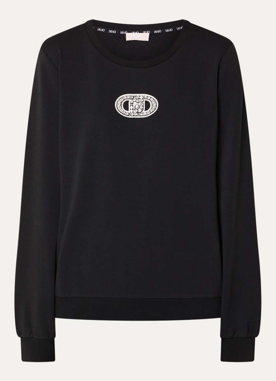 Liu Jo Sweater met logo en strass - voorkant 2 zwart