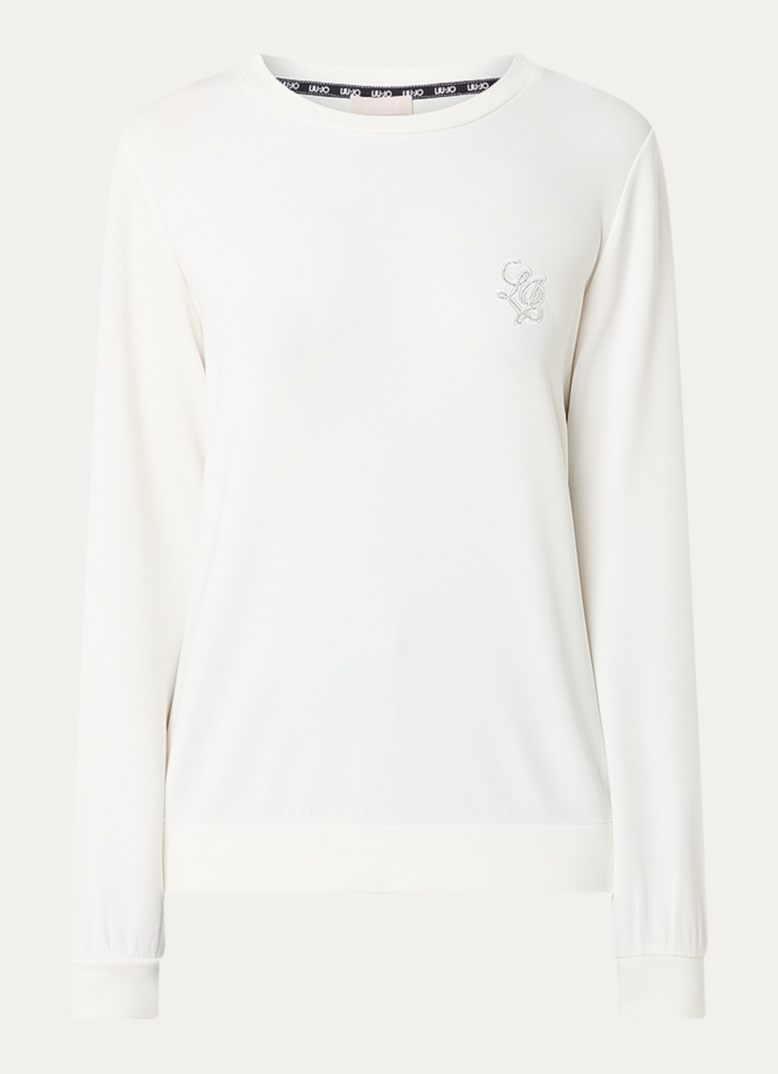 Liu Jo Sweater met logo en strass - voorkant wit