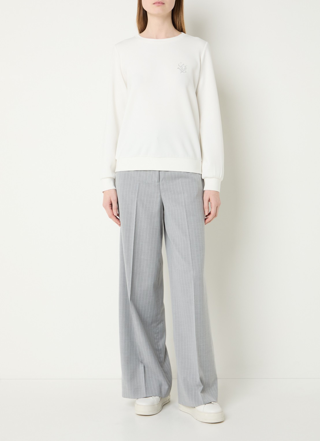Liu Jo Sweater met logo en strass - voorkant 2 wit