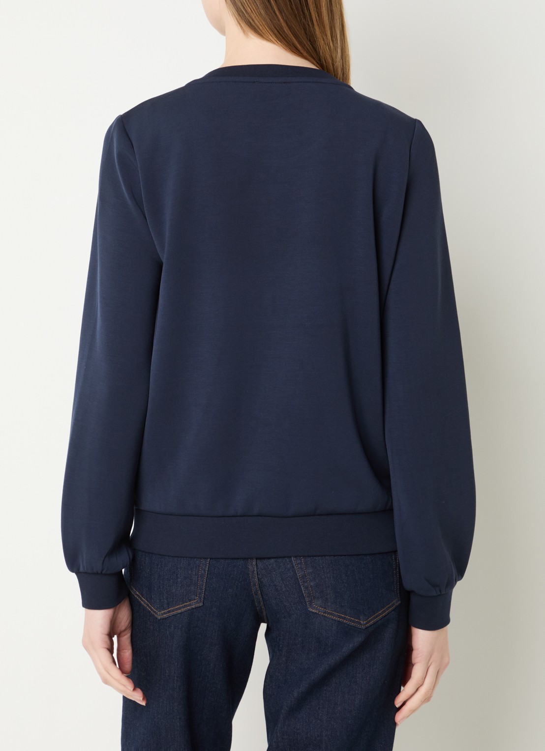 Liu Jo Sweater met logo en strass - achterkant 4 donkerblauw