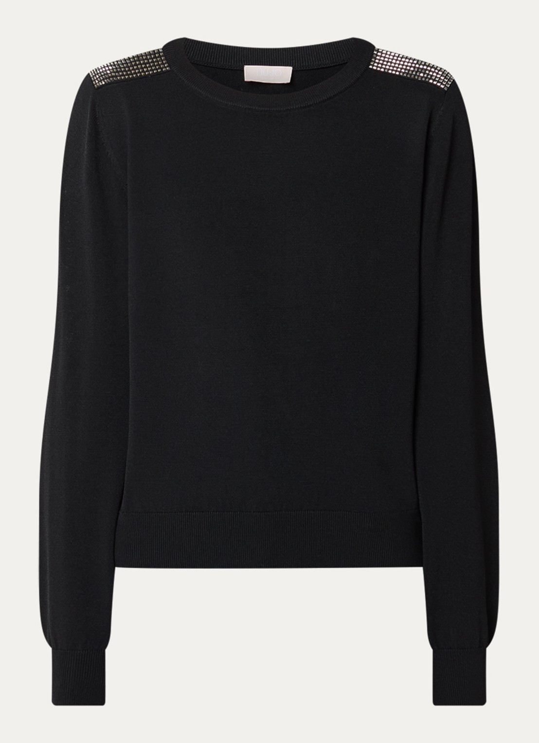 Liu Jo Sweater met strass - voorkant 3 zwart