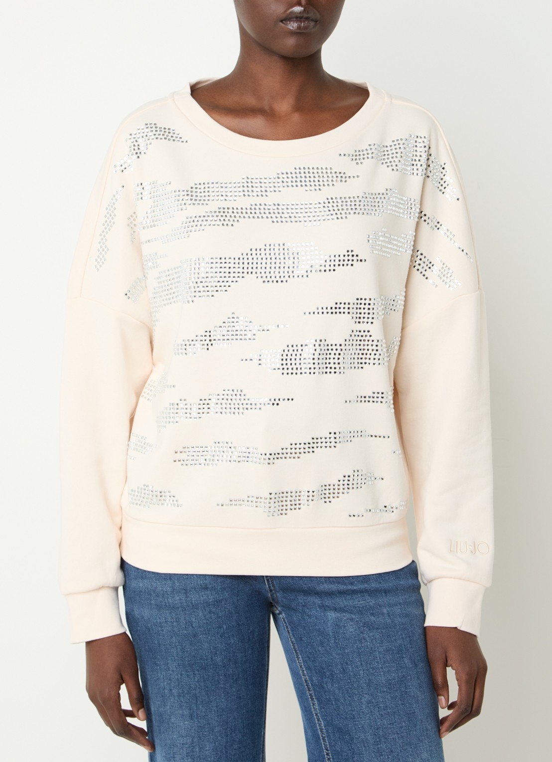 Liu Jo Sweatshirt met strass - detail 4 zalmroze