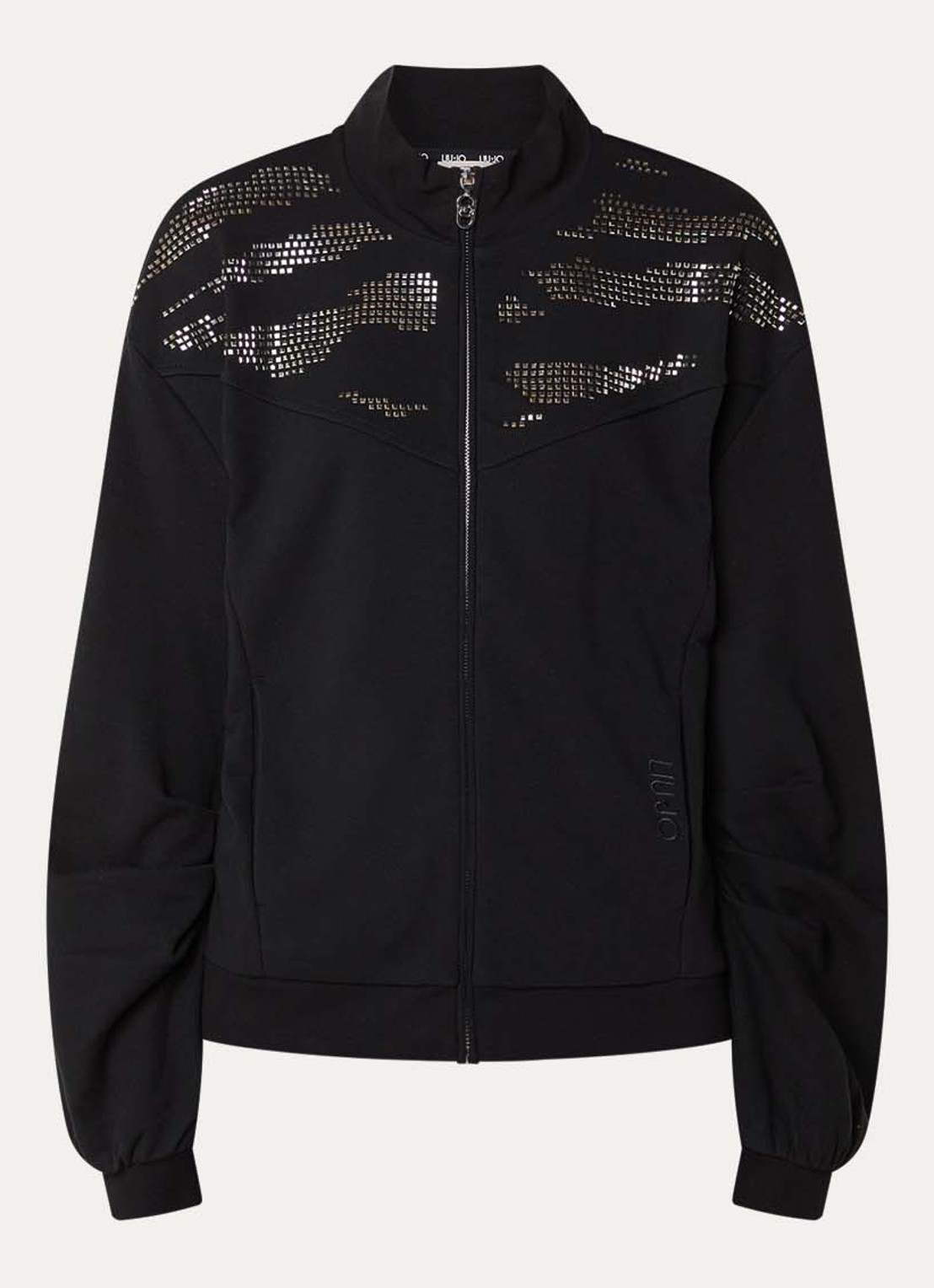 Liu Jo Sweatvest met strass en steekzakken - voorkant 3 zwart