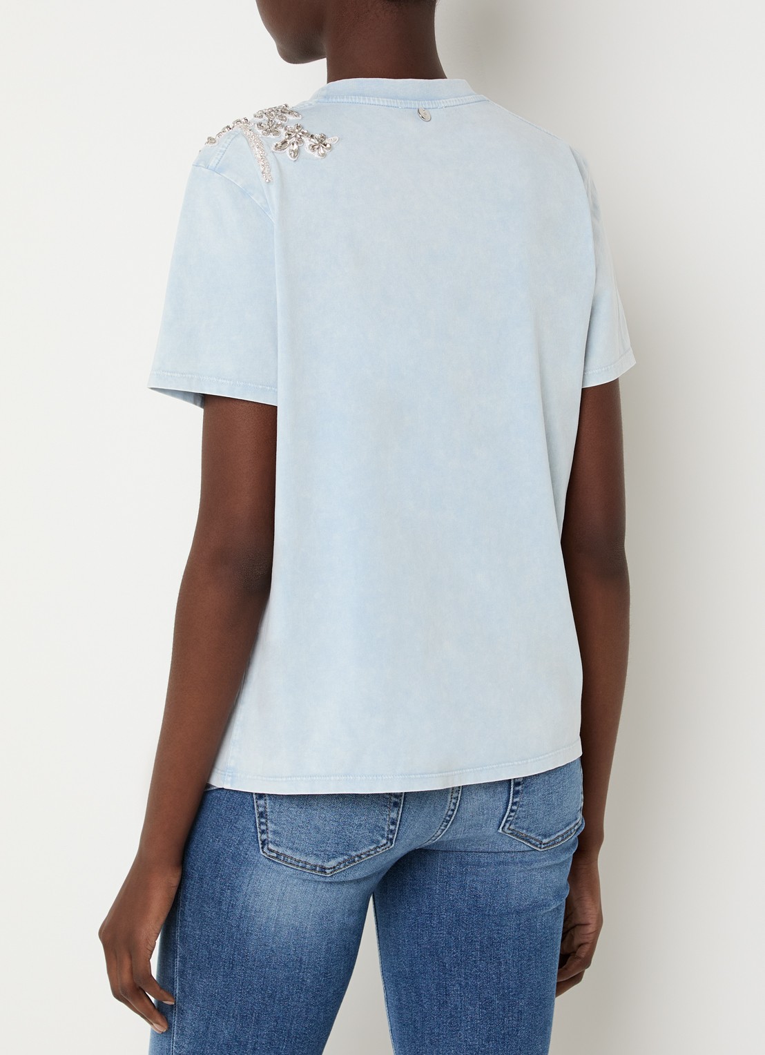 Liu Jo T-shirt met applicatie en strass - achterkant 3 lichtblauw