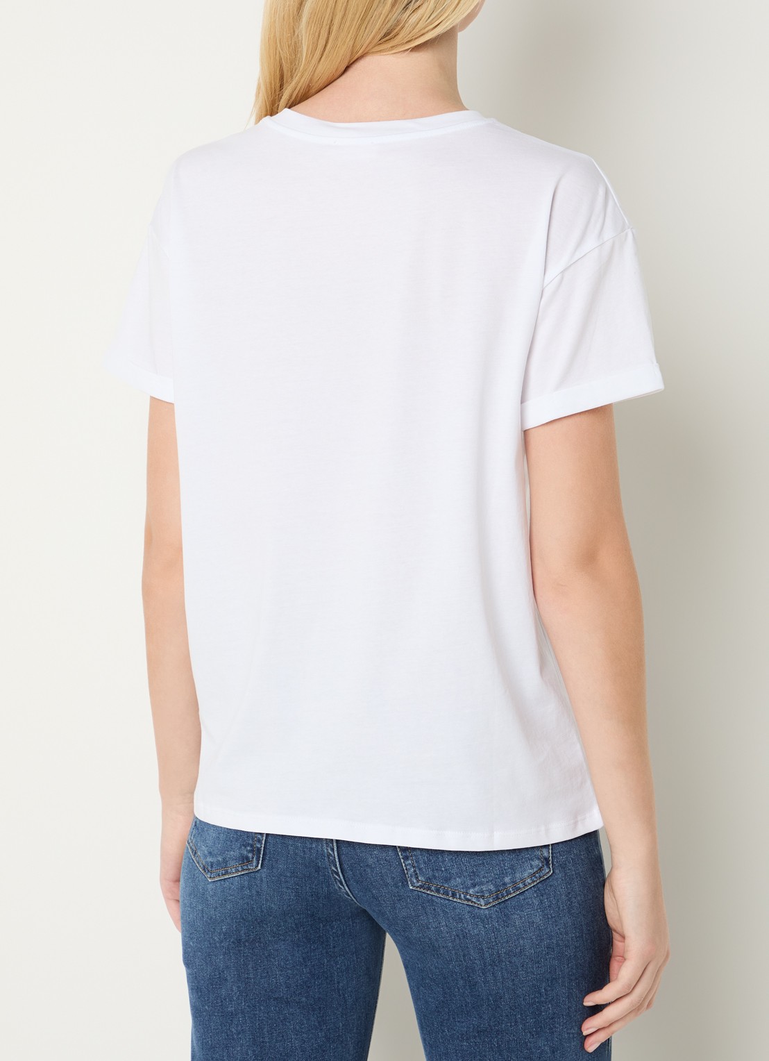 Liu Jo T-shirt met borstzak en strass - achterkant wit