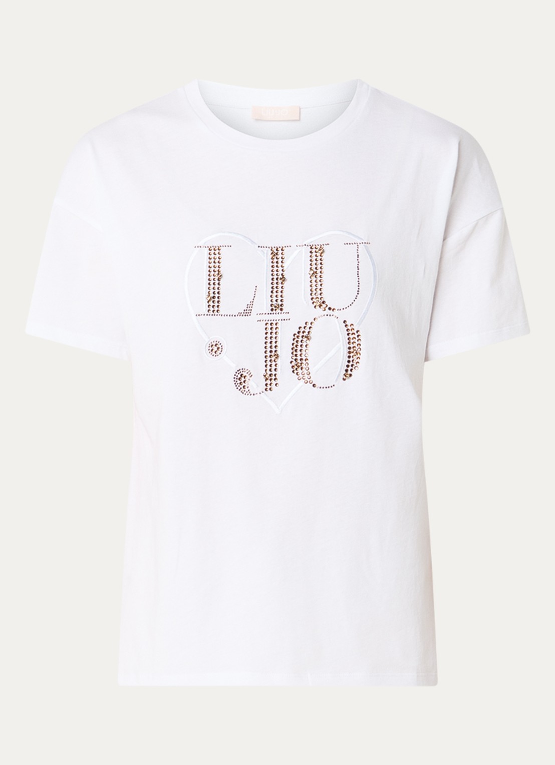 Liu Jo T-shirt met logo en strass - voorkant 3 wit