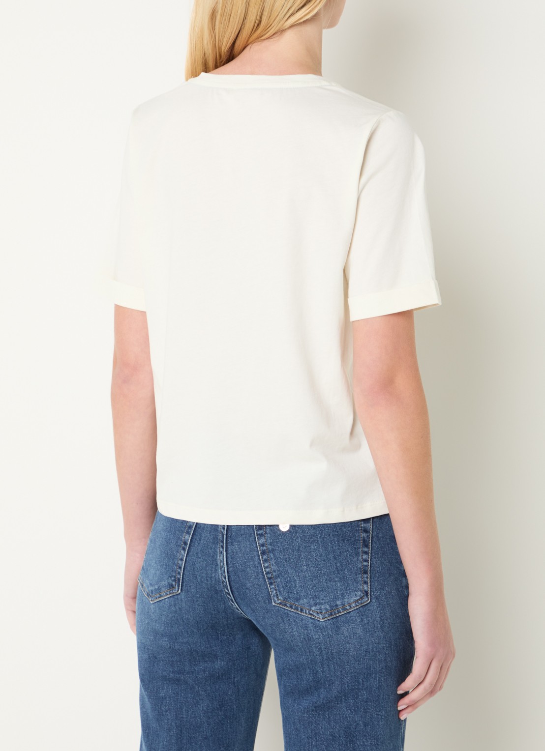 Liu Jo T-shirt met logo en strass - achterkant gebroken wit