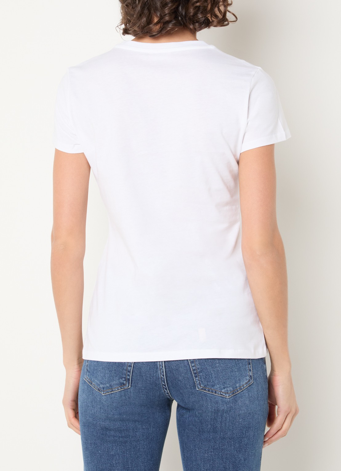Liu Jo T-shirt met logoprint en strass - achterkant gebroken wit