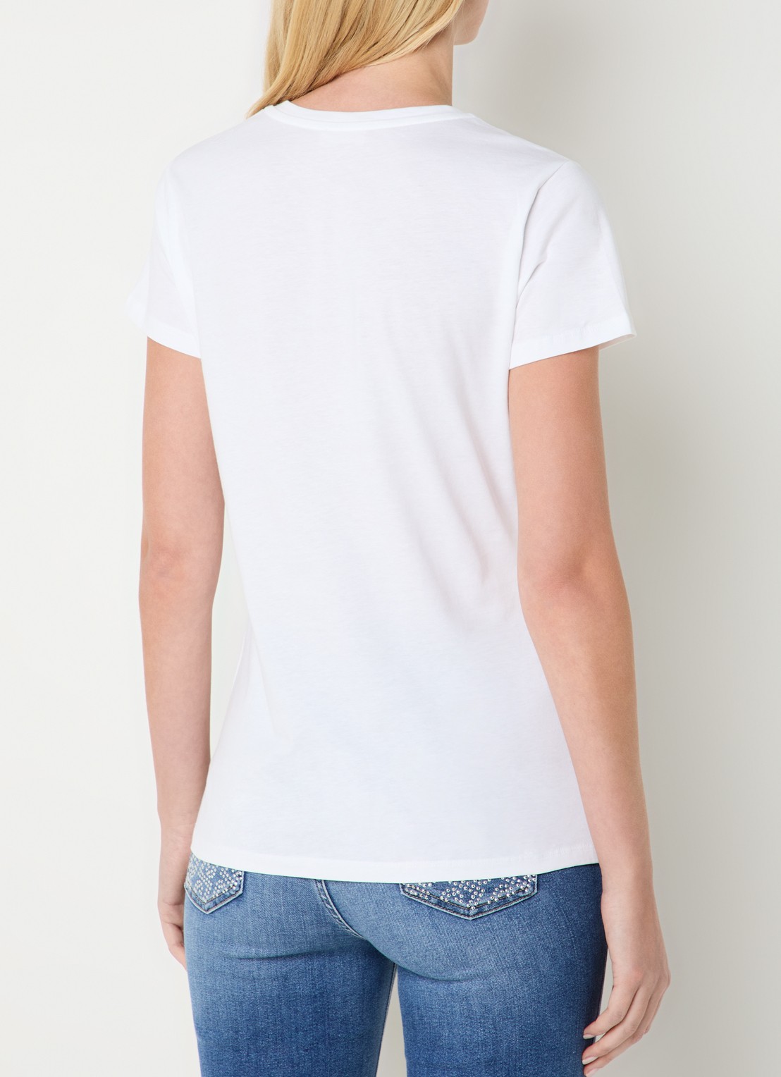 Liu Jo T-shirt met logoprint en strass - achterkant zand