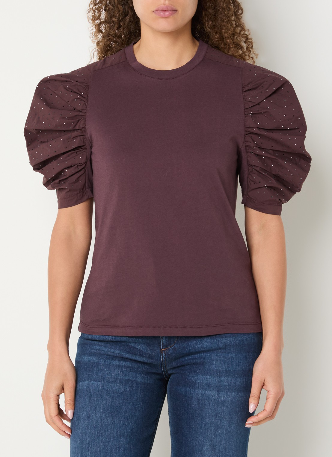 Liu Jo T-shirt met pofmouw - detail 2 aubergine