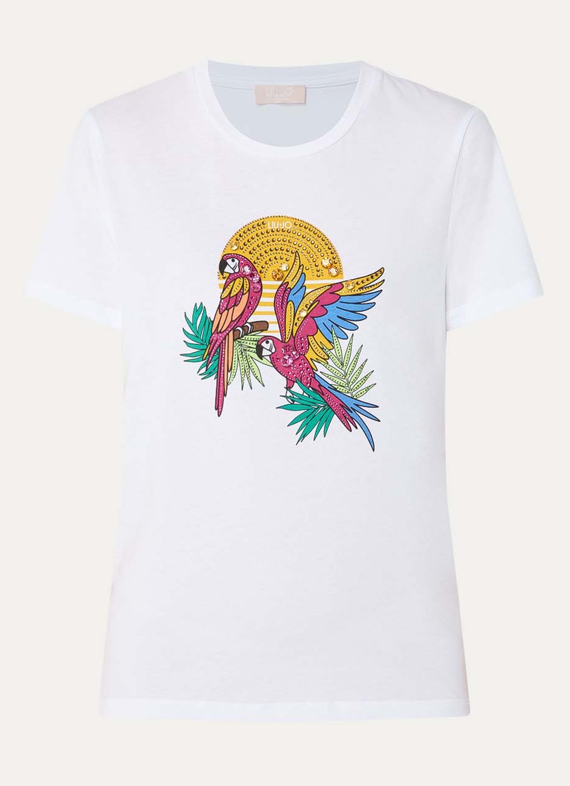 Liu Jo T-shirt met print en imitatieparels - voorkant 2 roze