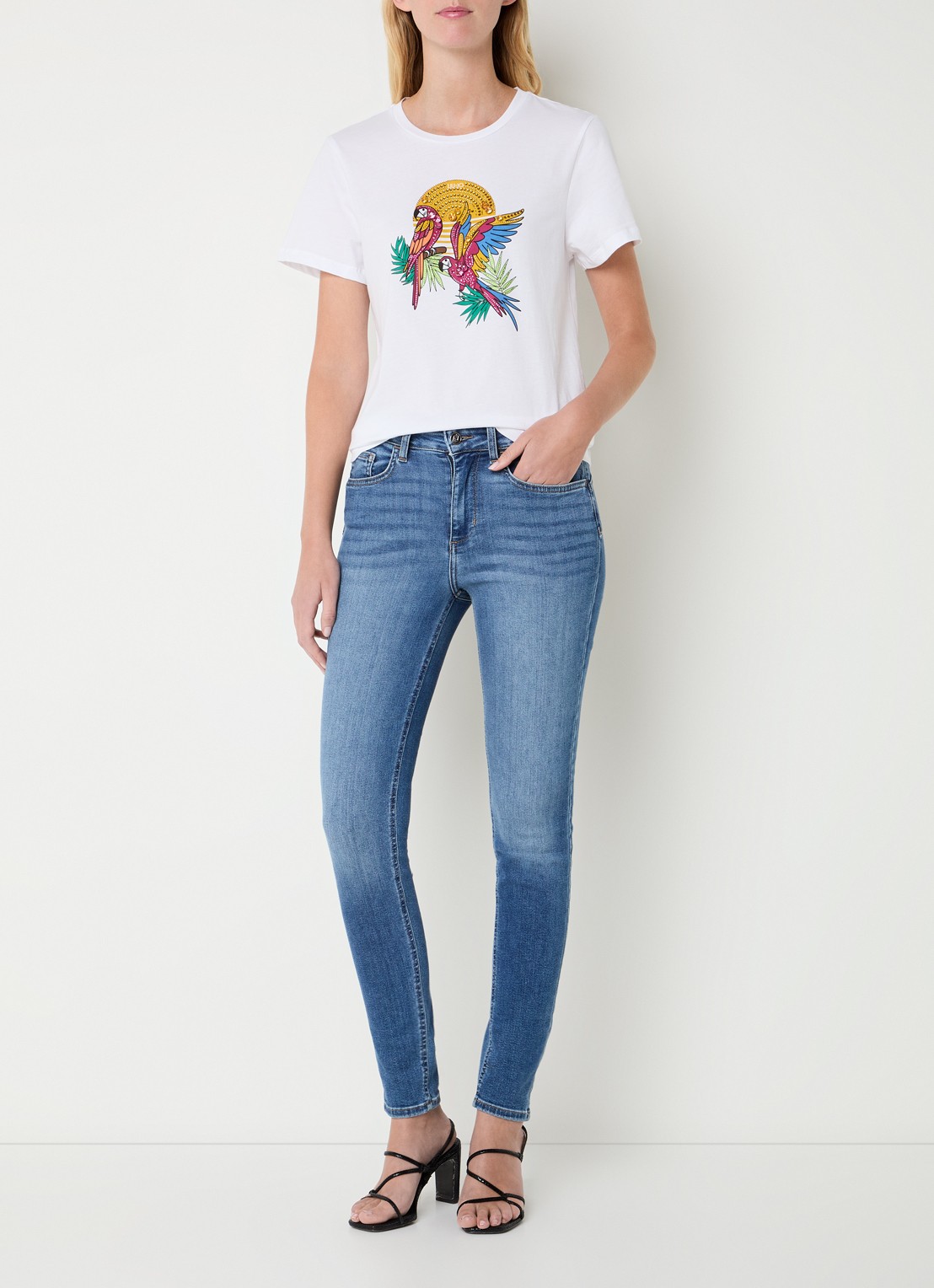 Liu Jo T-shirt met print en imitatieparels - voorkant 3 roze