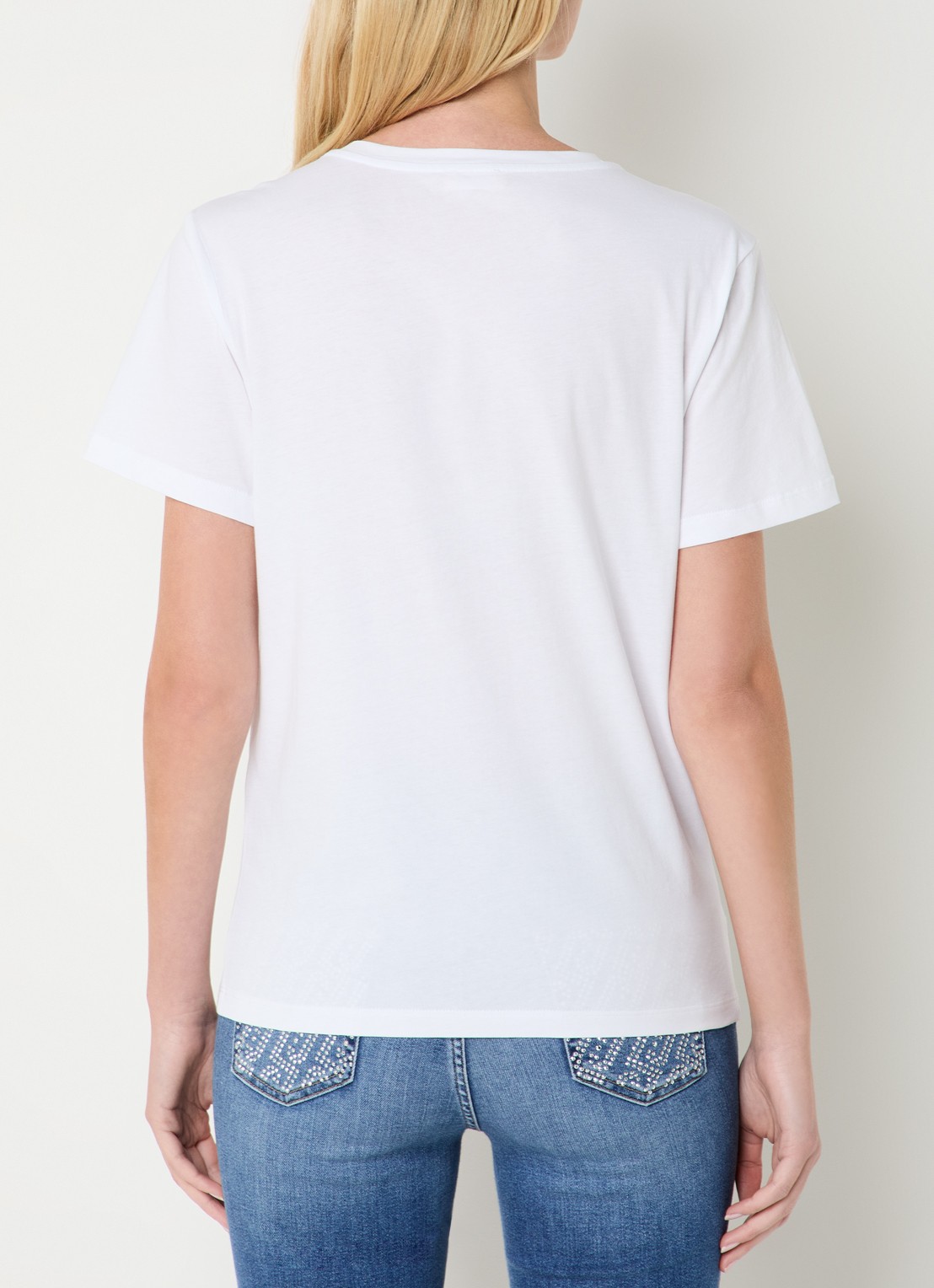 Liu Jo T-shirt met print en imitatieparels - achterkant geel