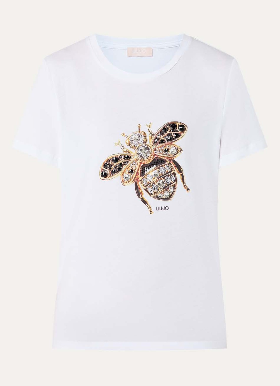 Liu Jo T-shirt met print en imitatieparels - voorkant 3 geel