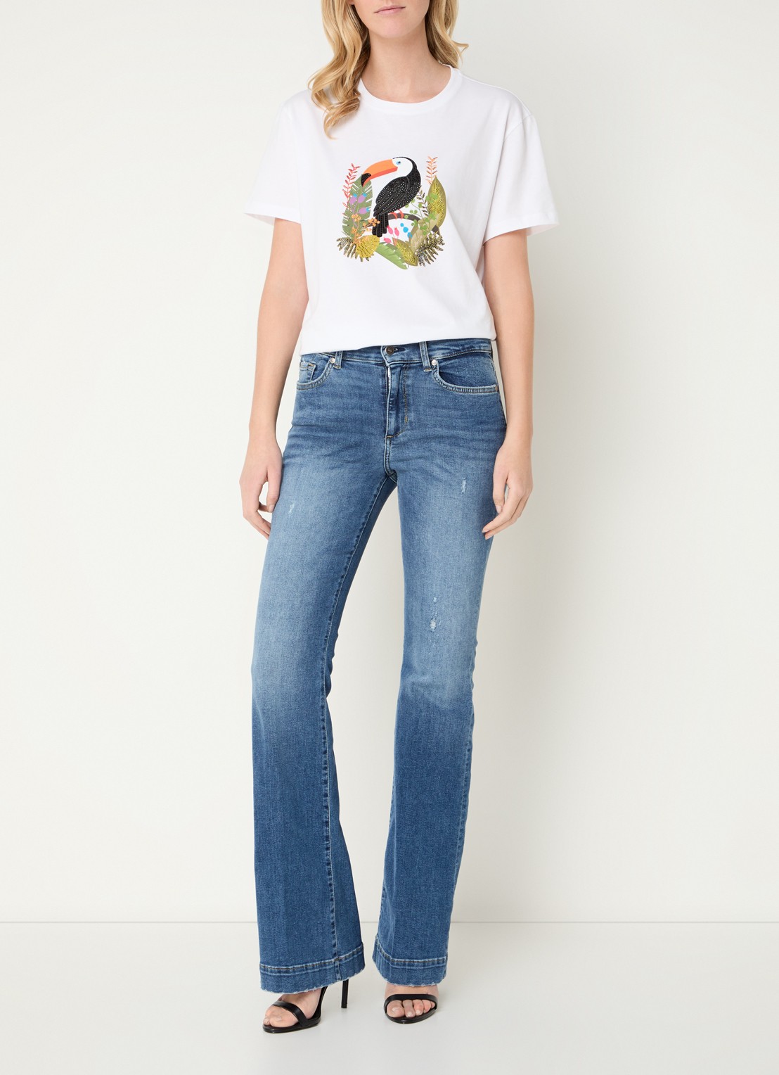 Liu Jo T-shirt met print en strass - voorkant 3 wit