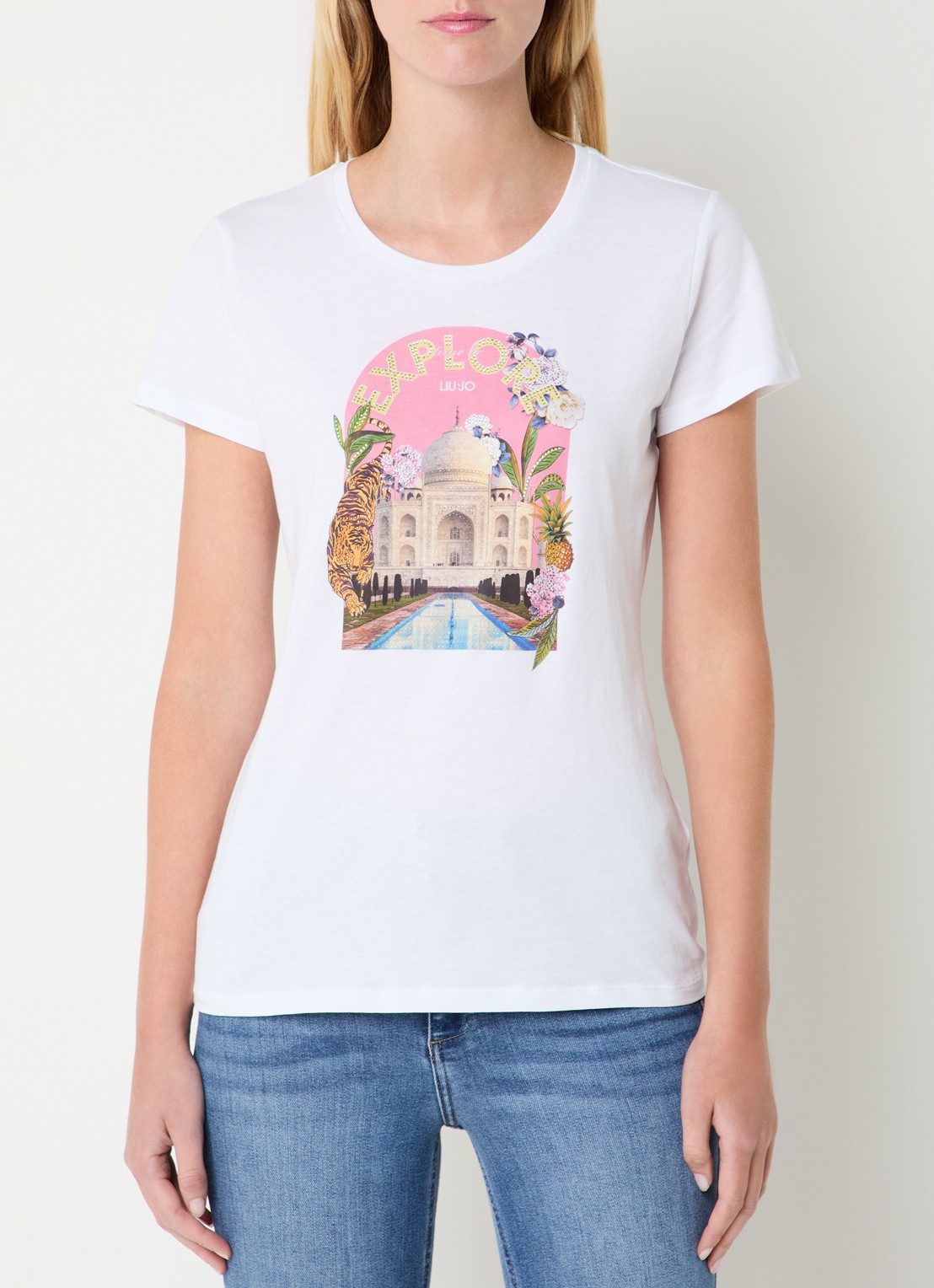 Liu Jo T-shirt met print en strass - detail 2 roze