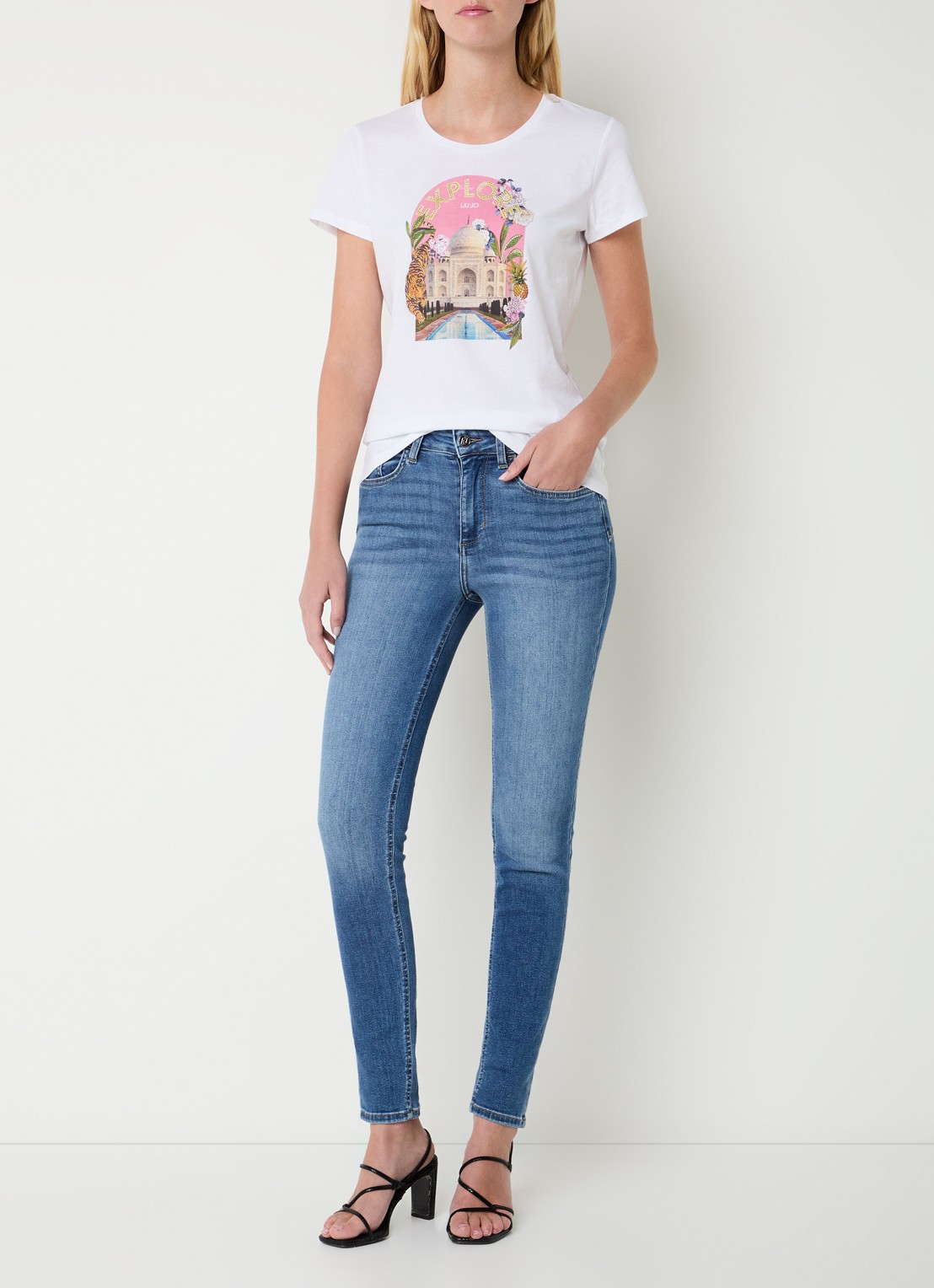 Liu Jo T-shirt met print en strass - voorkant 4 roze