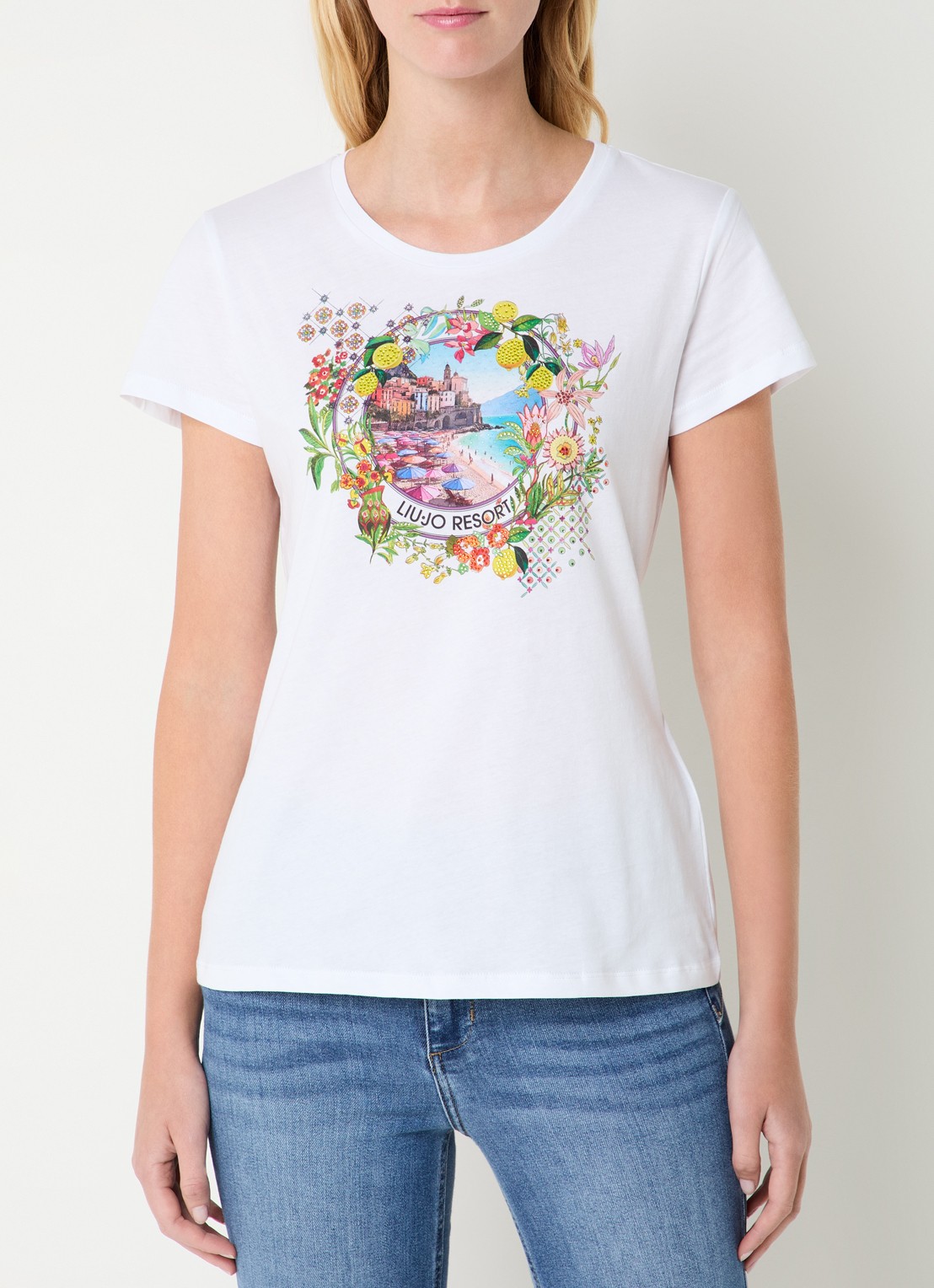 Liu Jo T-shirt met print en strass - detail 4 groen