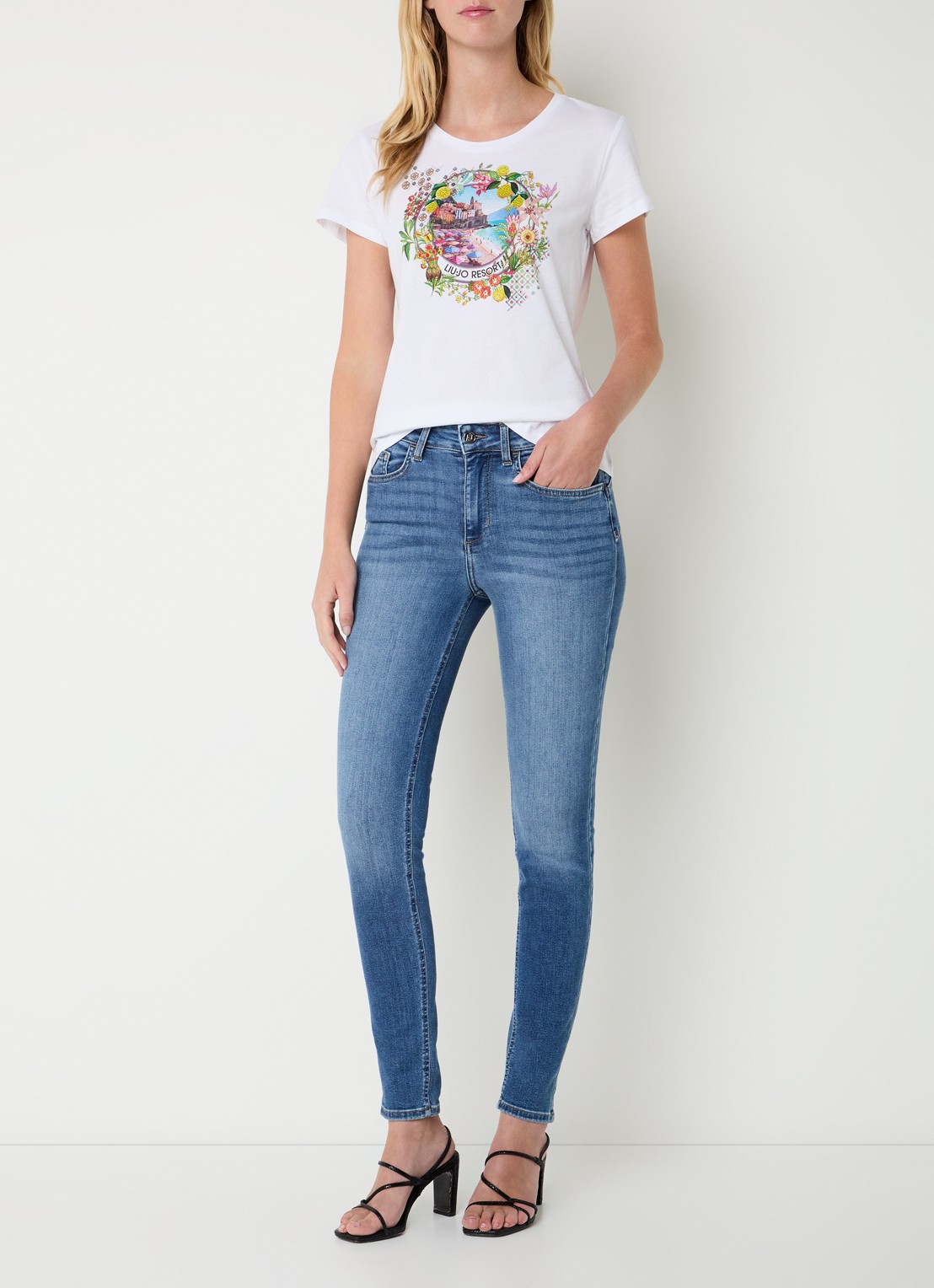 Liu Jo T-shirt met print en strass - voorkant 2 groen