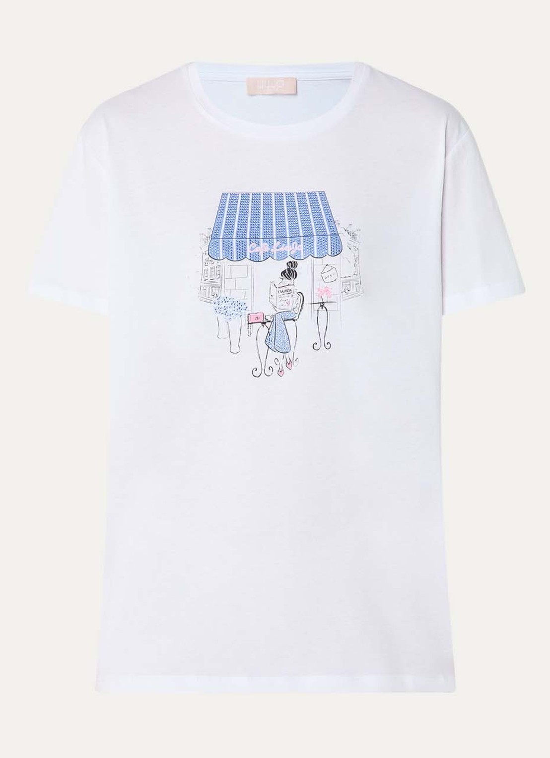 Liu Jo T-shirt met print en strass - voorkant 3 wit