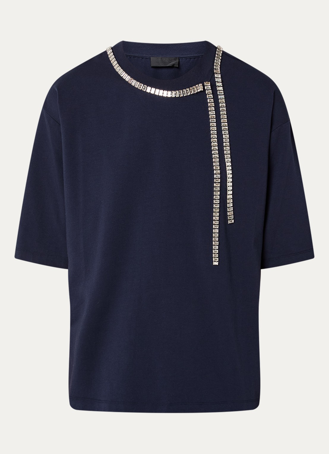 Liu Jo T-shirt met strass - voorkant donkerblauw