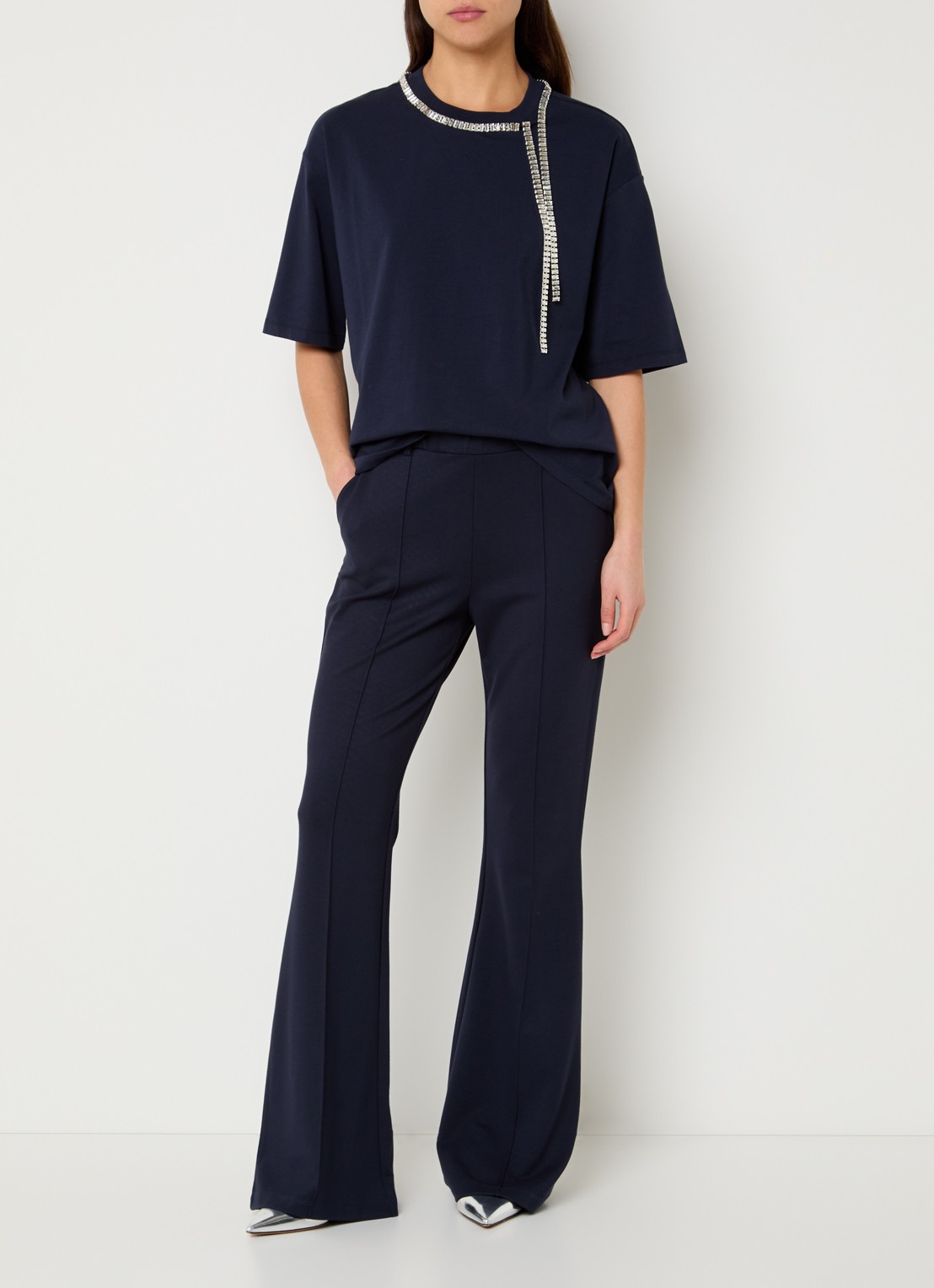 Liu Jo T-shirt met strass - voorkant 2 donkerblauw