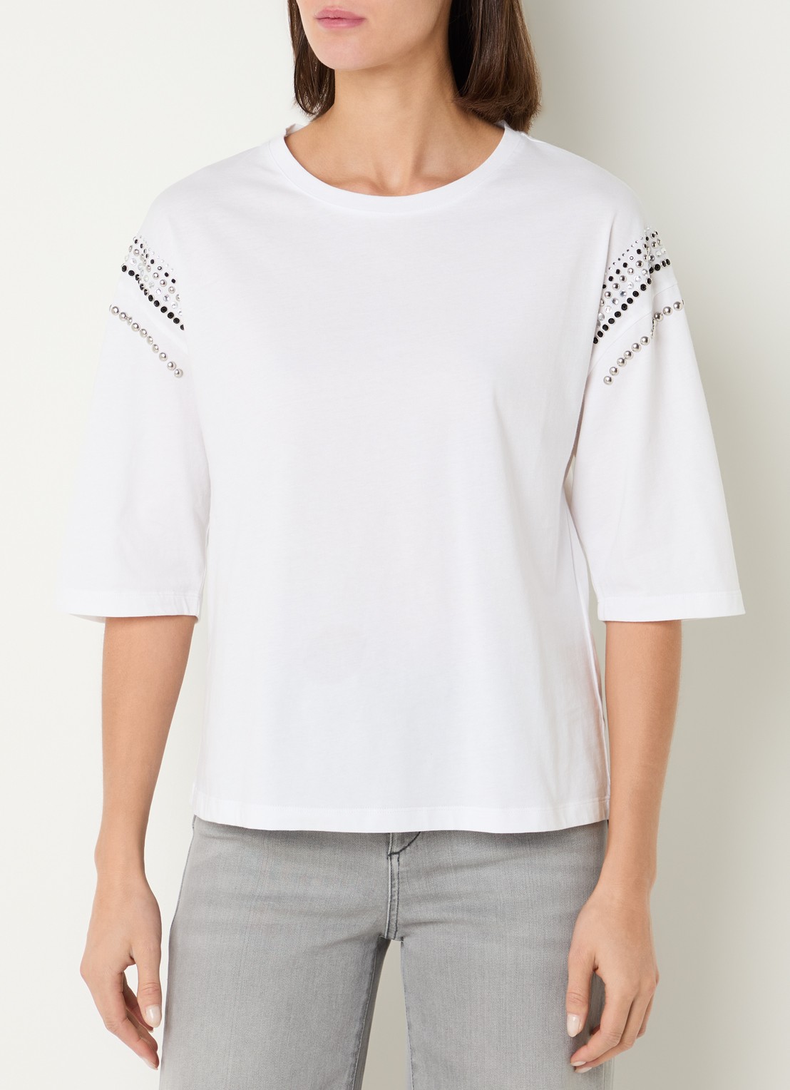 Liu Jo T-shirt met strass - detail 3 wit
