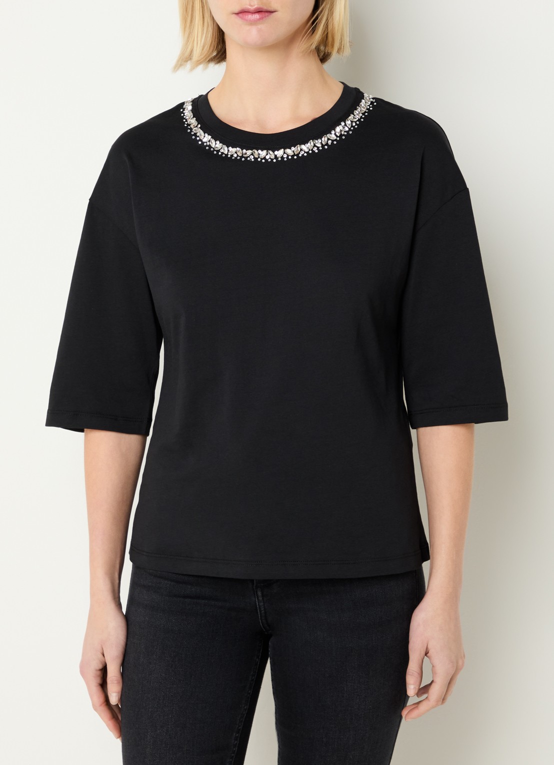Liu Jo T-shirt met strass - detail 4 zwart