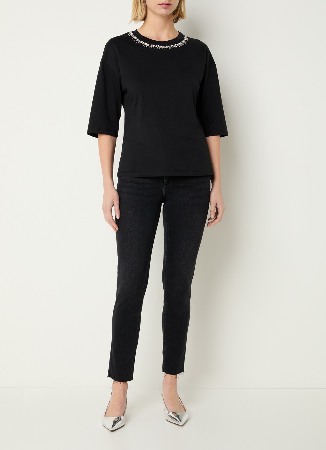 Liu Jo T-shirt met strass - voorkant 2 zwart