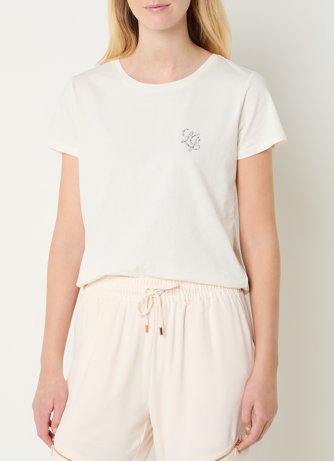 Liu Jo T-shirt met strass - detail 3 creme