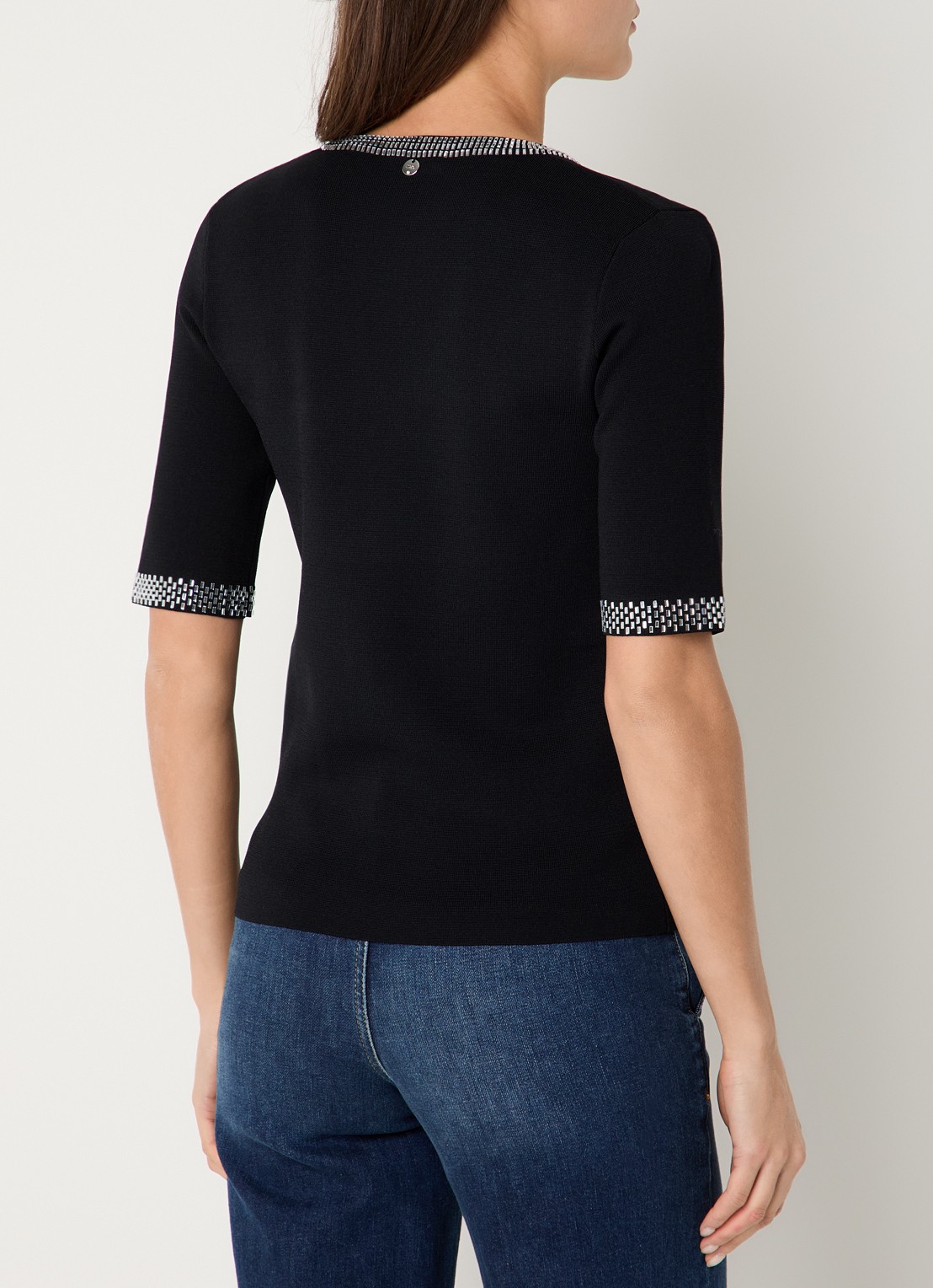 Liu Jo Top met strass en V-hals - achterkant zwart