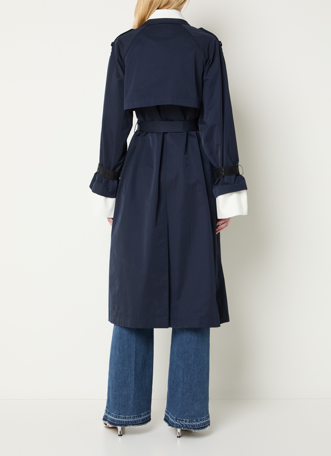 Liu Jo Trenchcoat met steekzakken en ceintuur - achterkant 2 donkerblauw