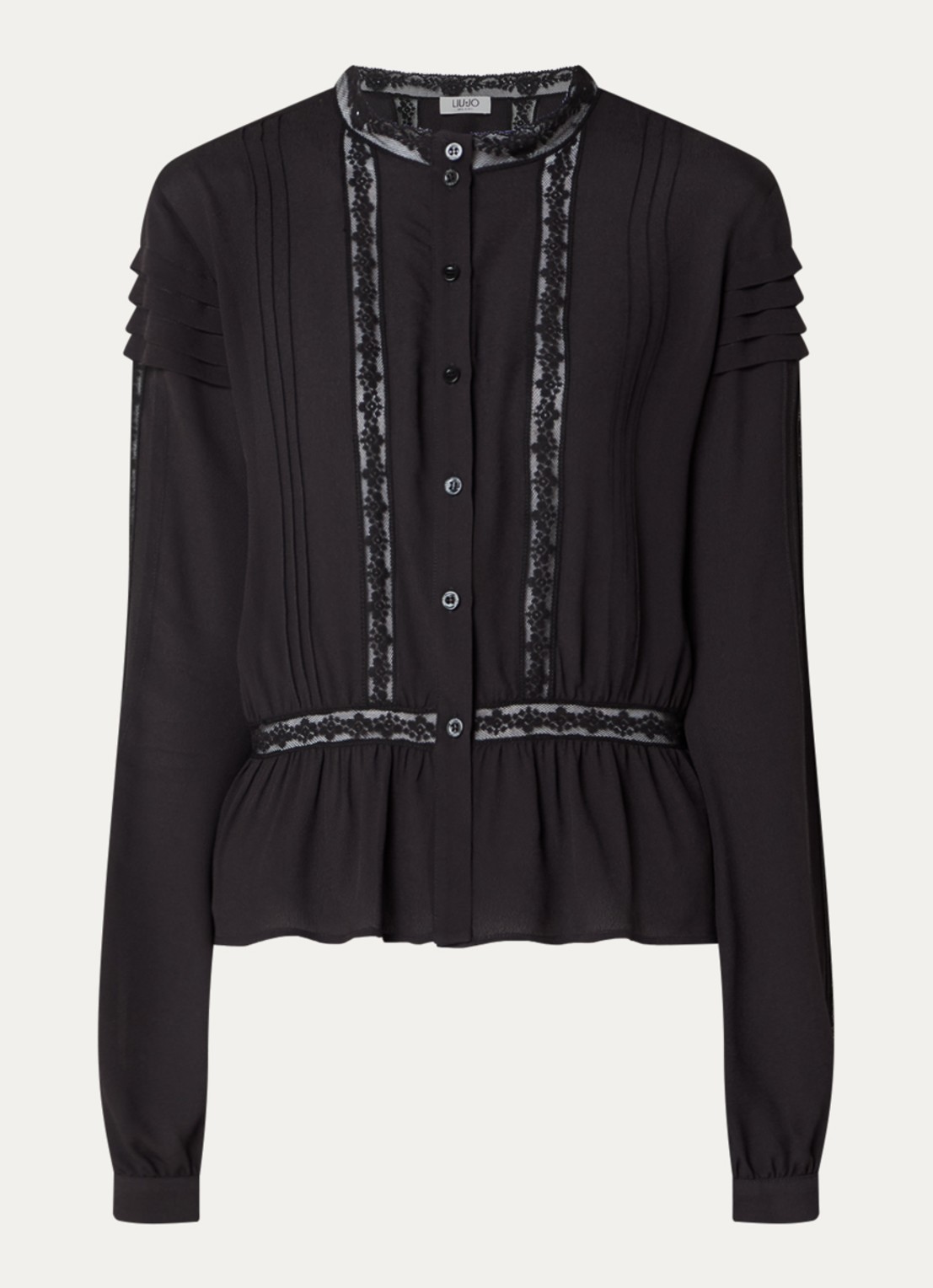 Liu Jo Tunic blouse met broderie - voorkant 2 zwart