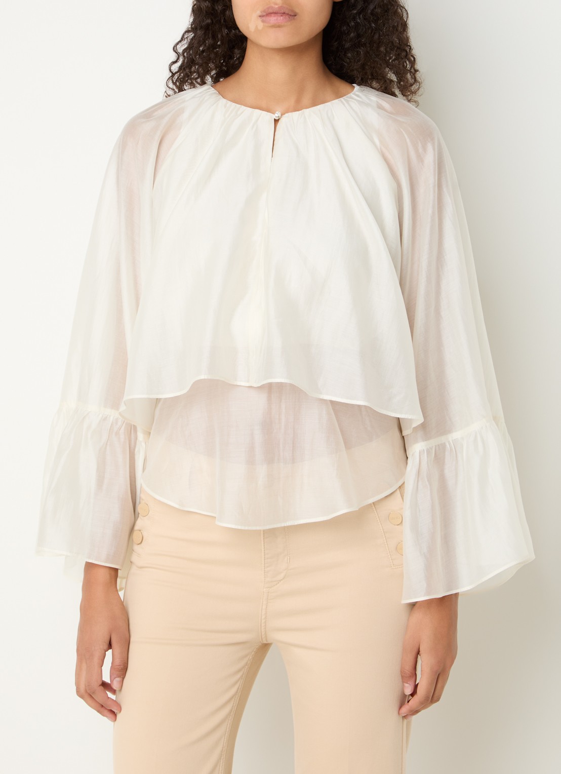 Liu Jo Tuniek met trompetmouw - detail creme