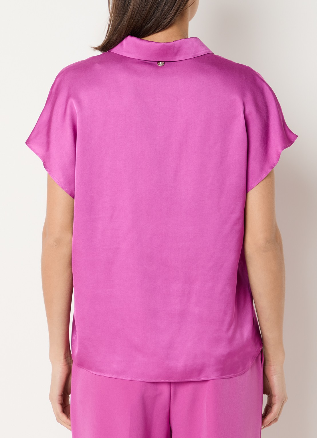 Liu Jo Tuniek van satijn met V-hals - achterkant 2 fuchsia
