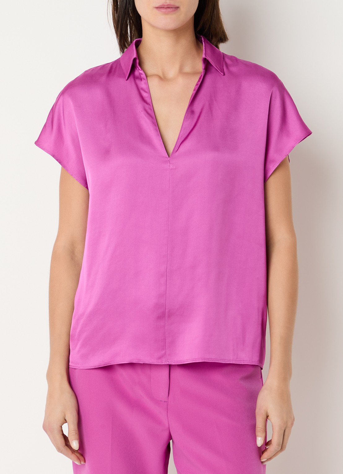 Liu Jo Tuniek van satijn met V-hals - detail fuchsia