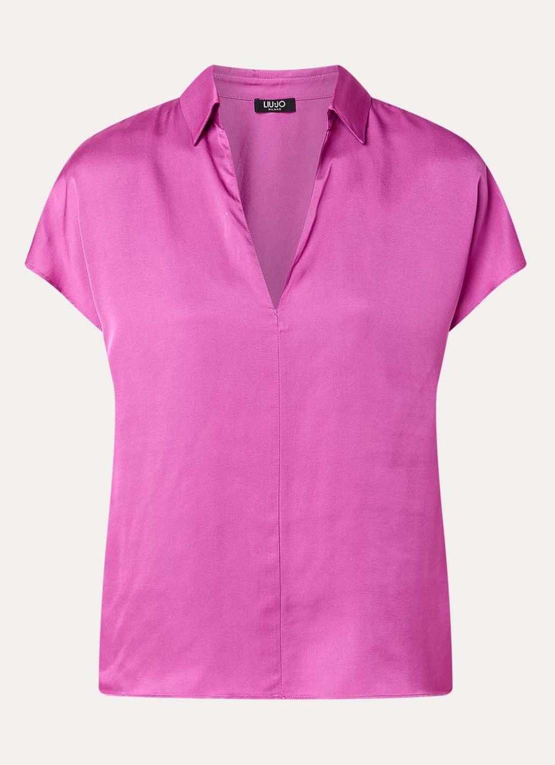 Liu Jo Tuniek van satijn met V-hals - voorkant 3 fuchsia