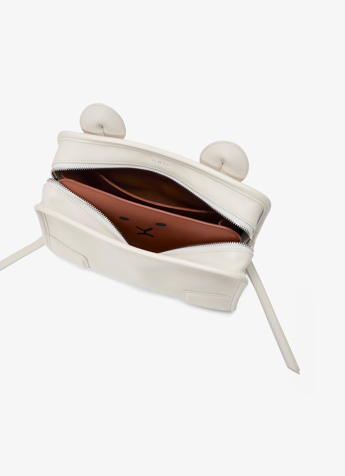 LOEWE Amazona 180 Small Lion Intarsio handtas van kalfsleer - detail 3 gebroken wit
