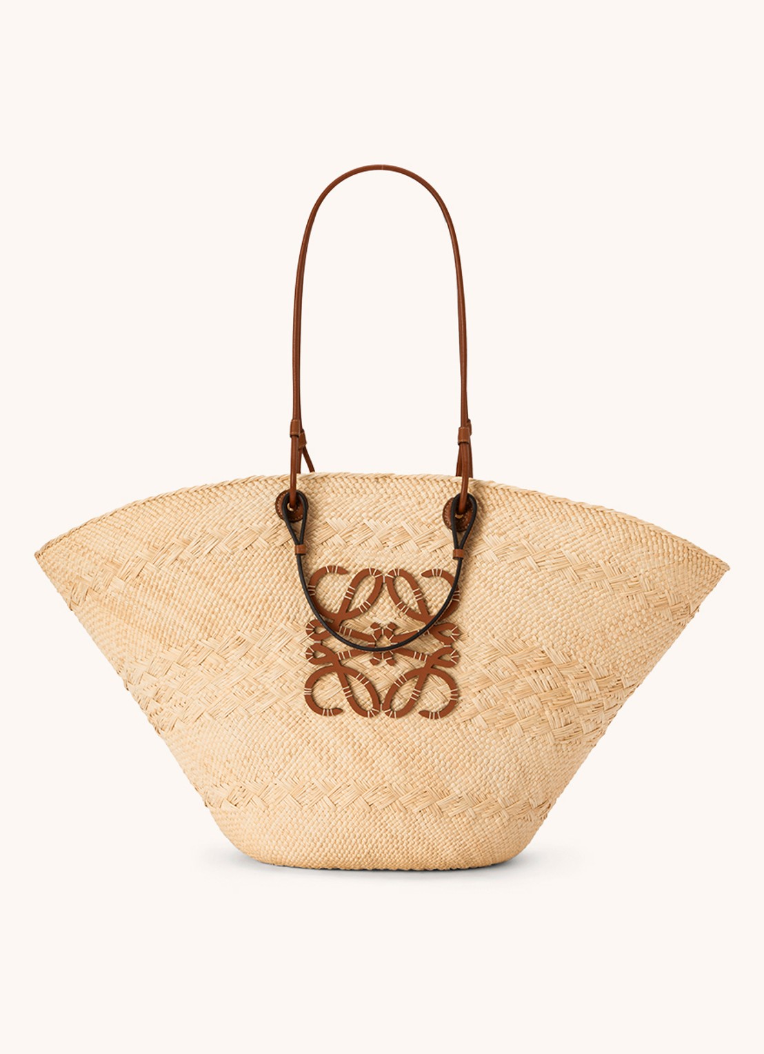 LOEWE Anagram Basket Large shopper met kalfsleren details - voorkant lichtbruin