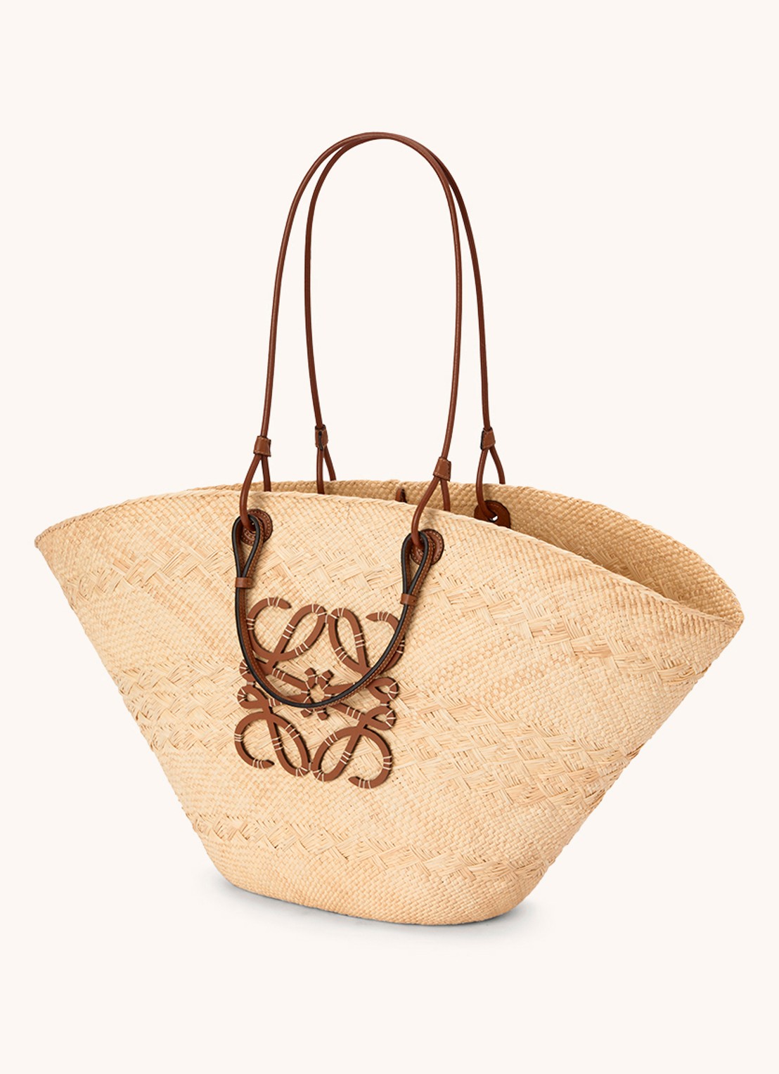 LOEWE Anagram Basket Large shopper met kalfsleren details - voorkant 2 lichtbruin