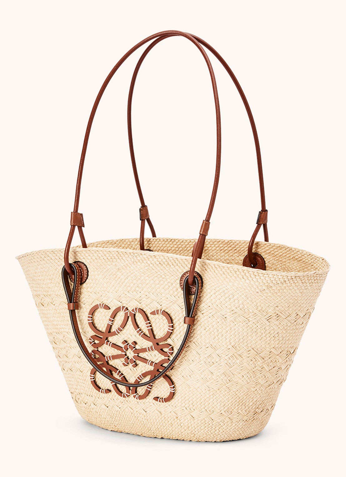 LOEWE Anagram Basket shopper met kalfsleren details - voorkant 2 bruin
