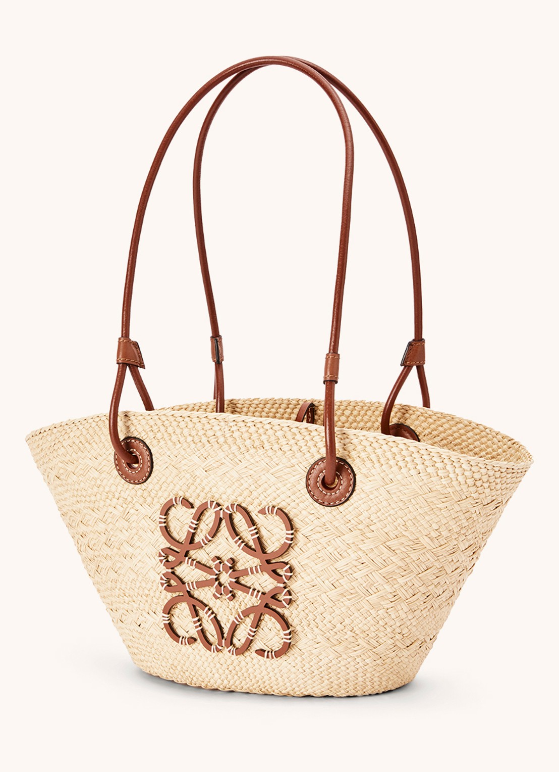 LOEWE Anagram Basket Small shopper met kalfsleren details - achterkant 6 bruin