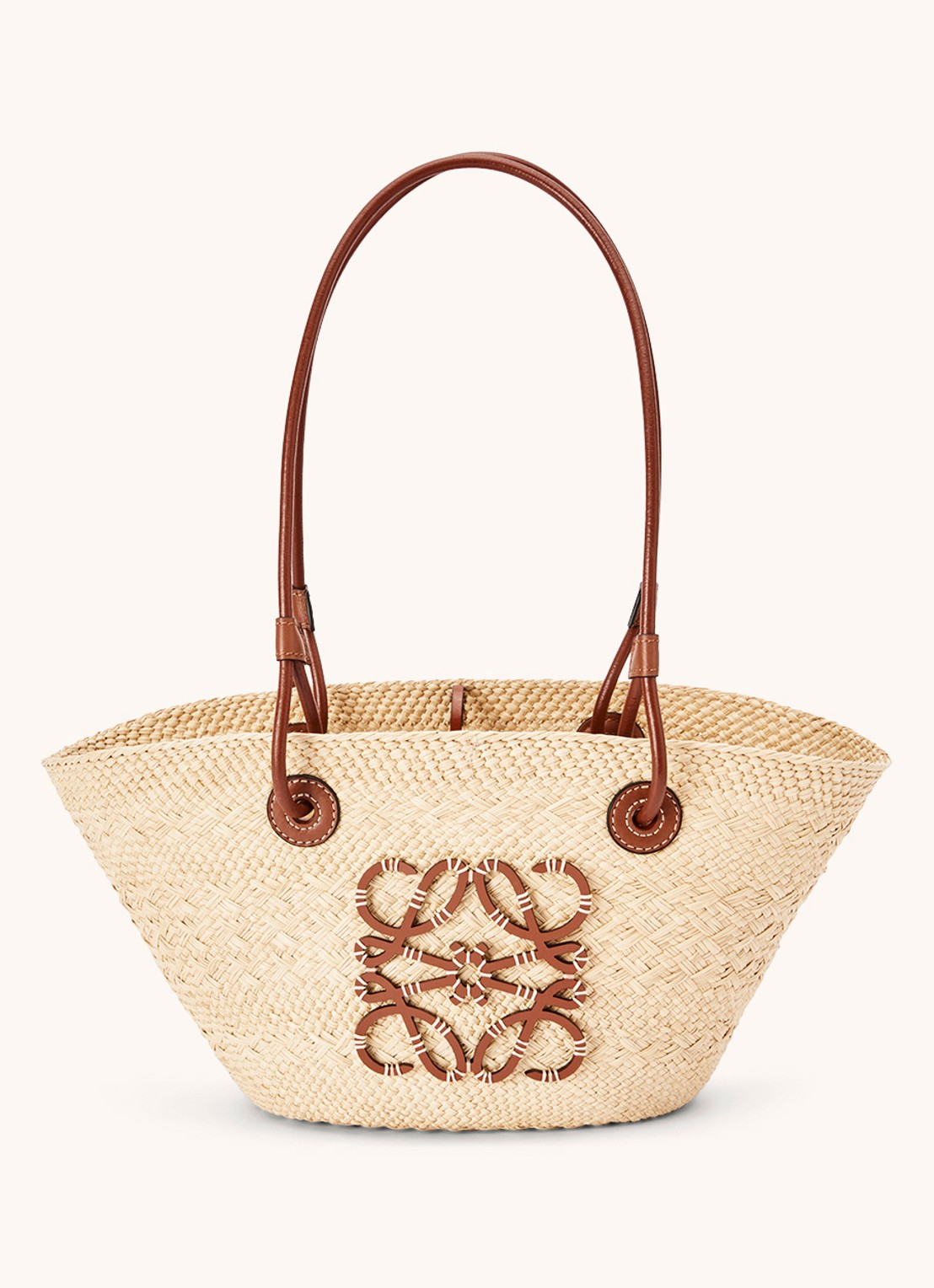 LOEWE Anagram Basket Small shopper met kalfsleren details - voorkant bruin