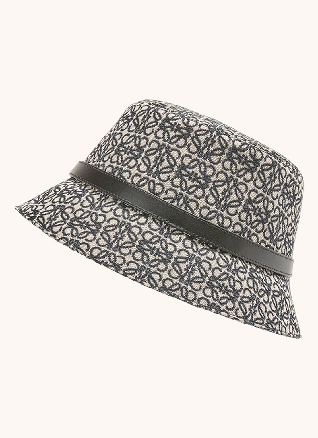 LOEWE Anagram bucket hoed met kalfsleren details en jacquard dessin  - achterkant donkerblauw