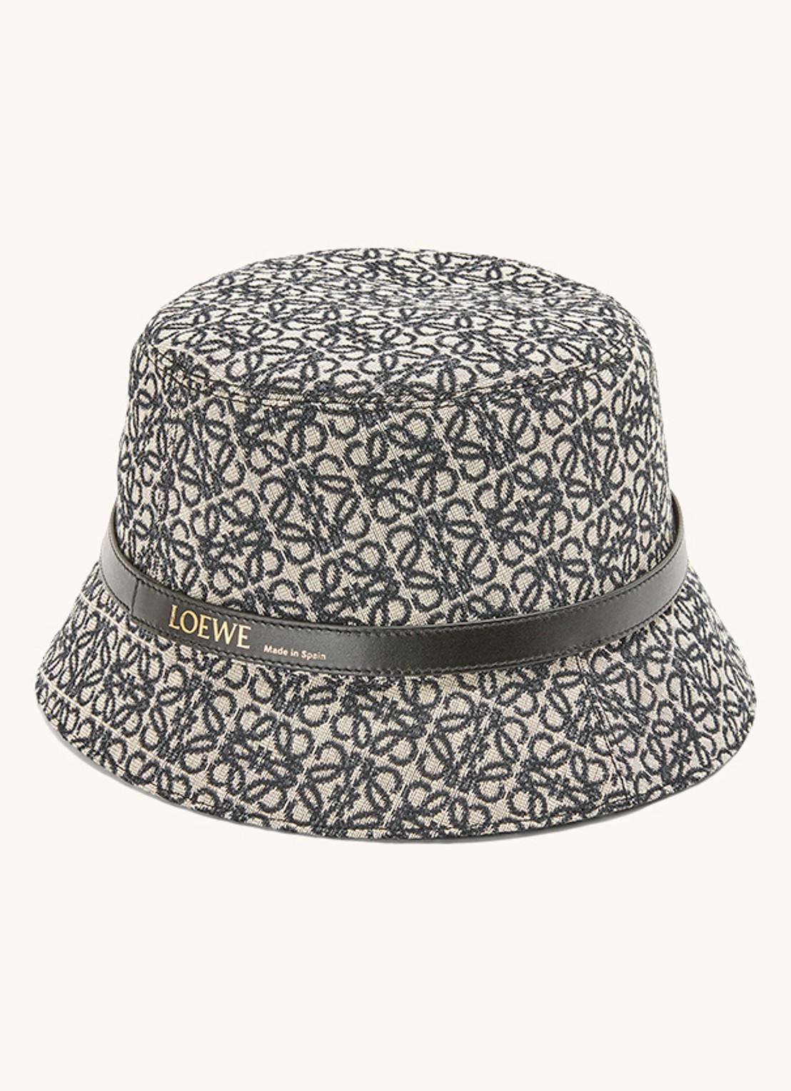 LOEWE Anagram bucket hoed met kalfsleren details en jacquard dessin  - voorkant 2 donkerblauw