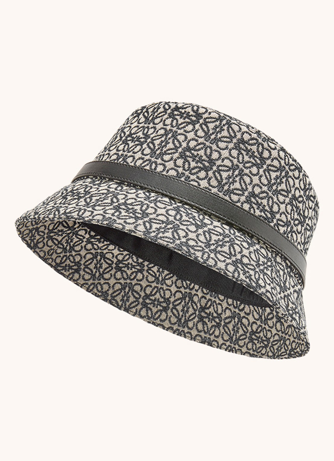 LOEWE Anagram bucket hoed met kalfsleren details en jacquard dessin  - voorkant 3 donkerblauw