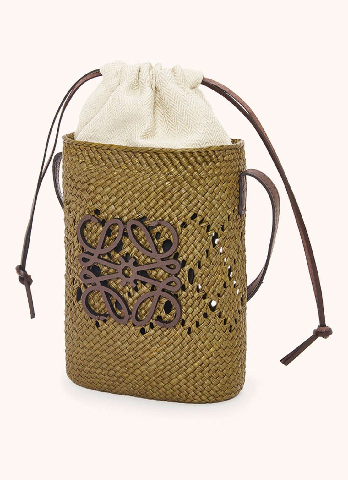 LOEWE Anagram crossbodytas met kalfsleren details - achterkant 5 olijfgroen