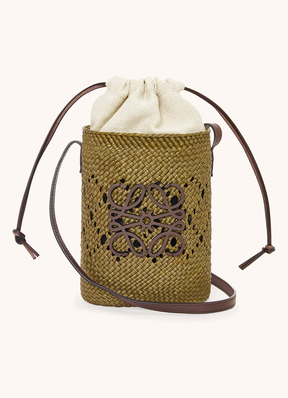 LOEWE Anagram crossbodytas met kalfsleren details - voorkant 3 olijfgroen