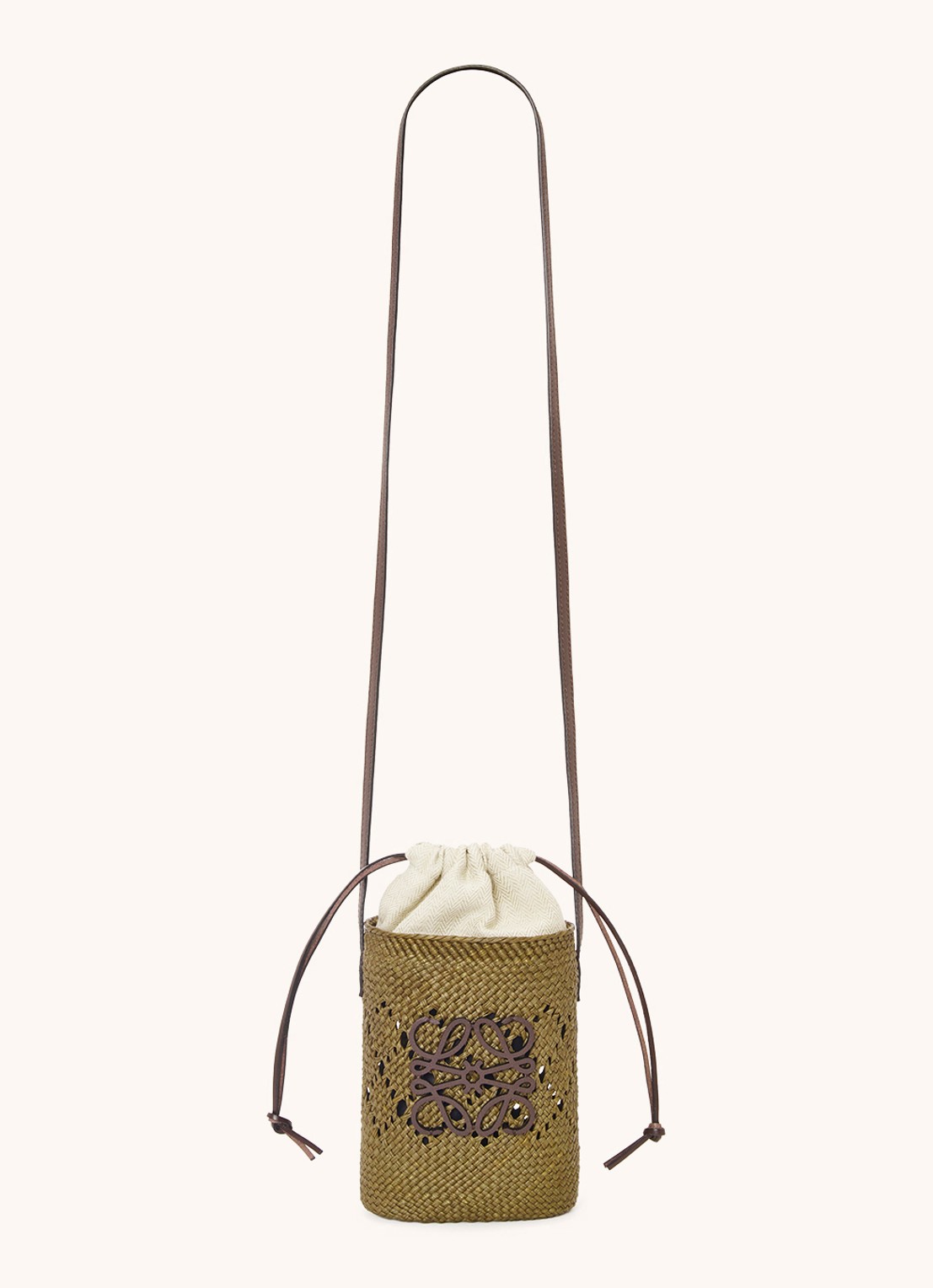 LOEWE Anagram crossbodytas met kalfsleren details - voorkant 4 olijfgroen